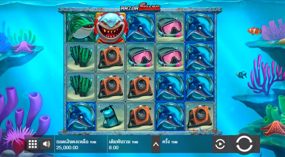 ว่ายน้ำกับฉลามในสล็อตออนไลน์ Razor Shark และลุ้นรับรางวัลสุดเหลือเชื่อสูงถึง 85000x